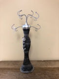 € New Silver and Black Glitter Jeweled Beaded Figurine Jewelry Organizer Holder