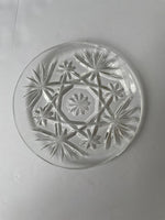 a** Round Pressed and Cut Glass 4.5” Plate Starburst Design