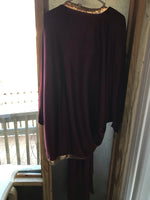 Vintage Womens Small JO ED SOPHISTICATES Maroon Dress w/ Jacket Long Sequined
