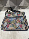 Vintage 4 Piece Floral Tapestry McBrine Luggage Set Wheels Carryon Garment Bag