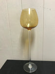 a** Long Stem Wine Amber Glass 14” Candle Holder Pedestal Decor