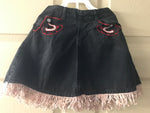 Vintage Girls Sz 3/4T Western Cowgirl Black Fringed Skirt