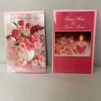 <€€ New Lot/2 Romantic Valentine’s Day Greeting Cards w/ Envelopes