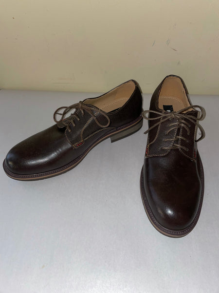 Mens STEVE MADDEN Brown Harpoon Leather Oxford Dress Shoes Sz 8M Lace Up Round Toe