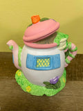 Easter Jubilee Porcelain Teapot House “Flower Shop” Bunnies Decor