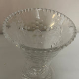 a** Heavy Crystal Clear 6.5” Flower VASE Diamond Cut Etched Decor