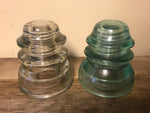 € Vintage Pair Set/2 4” Clear Aqua Glass Whitall Tatum Co. USA Railroad Telephone Pole Insulators #1-8 #1/44-45