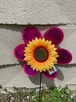 *NEW Pair Set/2 WIND Suncatcher Spinner Pink Yellow Sunflower Garden Decor
