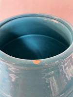 a** Teal Blue Glazed Ceramic Planter Flower Pot Vase