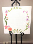 ~ Large Shabby Chic Floral Stamped Burlap Memo Board