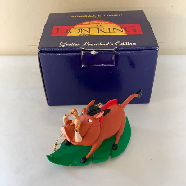 a** Vintage Grolier Disney PUMBAA & TIMON Lion King  Ornament President’s Ed. 35600-984 in Box