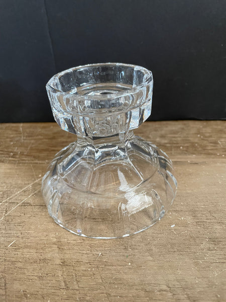 Single Crystal Cut Short Pedestal Taper Pillar Candleholder Vase