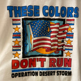 *Vintage Mens Large “These Colors Don’t Run  Operation Desert Storm” White Shirt Sleeve