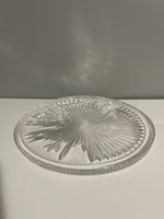 ~€ Vintage Pressed Glass Cake Dessert Serving Plate Platter Etched Starburst Heavy