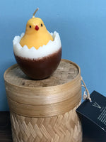 a** New Unscented Handcrafted CANDLE Easter Chick in Eggshell Volcanica 9306 in Bamboo Box