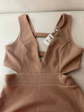 NEW Womens Juniors CHARLOTTE RUSSE Sleeveless Beige Open Midriff Dress Large