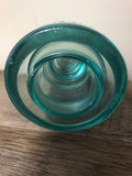 [L] <€€ Vintage Pair Set/2 4” Clear Aqua Glass Whitall Tatum Co. USA Railroad Telephone Pole Insulators #1-8 #1/44-45