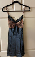 Womens Small/Medium GILLIGAN & O’MALLEY Black Leopard Chemise Gown & Robe