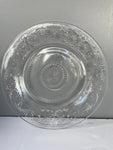 a** Vintage Clear Pressed Glass Diamond Cut Florals & Starbursts 11.5” Round Plate Platter