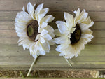 Set/2 Artificial White Sunflower 16.5” Stems