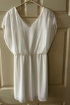 NEW Womens Juniors SWEET STORM White Sheer Lined Vneck Short Dress Medium NWT