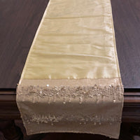 a* Gold Sequin Fall Autumn 71” Table RUNNER Elegant