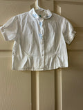 Vintage Girls Sz 4T/5T ALICE AIKEN White Cotton Button Up Blouse Embroidered
