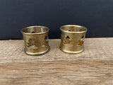 a** Set of 6 Brass Christmas Holiday Tree NAPKIN RINGS Holders