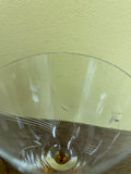 ~ Vintage Set/10 Clear Etched Crystal Wine Goblet Barware Glasses 6.25” Gold Stems