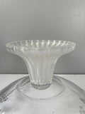 V€€ Vintage Clear Frosted Pressed Cut Glass Bowl Flowers & Grapes Pedestal  Scalloped Edge