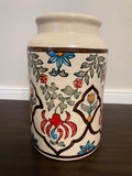 ~ Ceramic Kitchen Utensil Caddy Holder Vase w/ Matching Spoon Rest Flower Art Deco Design