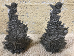 a** Vintage Holiday Christmas Taper CANDLE HOLDER Pewter Angels on a Tree Pair Set/2