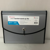 *New Office Depot 7 Pocket Letter Expanding File Folder Elastic Closure Gray Tabs