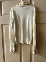 Girls Medium Sz 10T-12T Sears Roebuck Ivory Long Sleeve Sweater Turtleneck Gold Thread