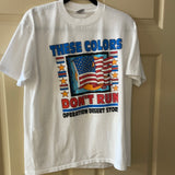 *Vintage Mens Large “These Colors Don’t Run  Operation Desert Storm” White Shirt Sleeve