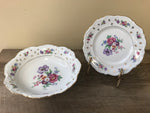 €€ Vintage WINTERLING China Dresden Rose 9”  Salad Serving Bowl and Plate Germany Retired