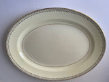 a** Vintage Pope Gosser China Oval Serving Platter Black Arch Design Gold Rim