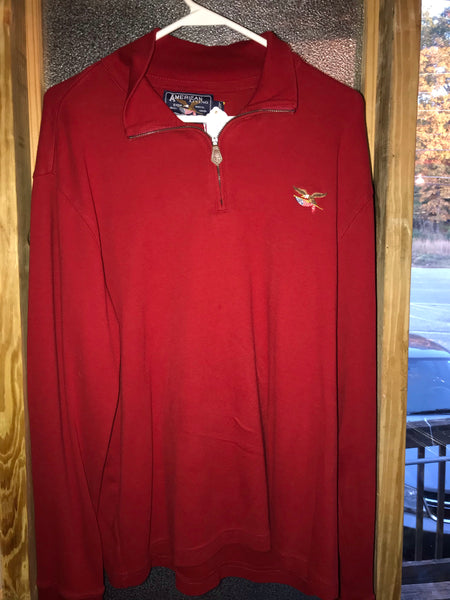 Mens XLarge AMERICAN EAGLE Quarter Zip Sweater Red Long Sleeve