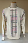 € New Mens Large LaMode Sportswear Golf Sweater Intarsia Pink Gray & Blue Plaid Long Sleeve NWT