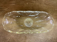 a** Vintage Glass Banana Split Boat Bowl Relish Dessert Pressed Flower Design