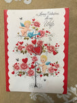 a* Vintage Valentine's Day CARD for Wife Cupid Flowers Used Retired
