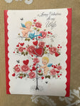 <€€ Vintage Valentine's Day CARD for Wife Cupid Flowers Used Retired