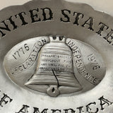 a** Vintage ENESCO Pewter United States of America Liberty Bell Oval Platter Patriotic Decor