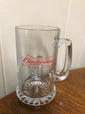 a* Vintage Budweiser 4-15 oz Glass Mugs with 15 Coasters