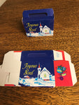 a** Vintage 5 Pack Gift Boxes with Handles Joyous Noel Country Church Ornaments No 5 Christmas Holiday