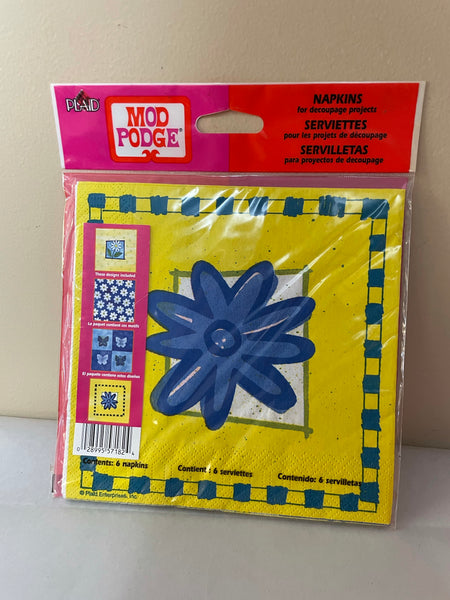*New Mod Podge Collage Decoupage 6 Paper Napkins 4 Designs/per Daisy Butterfly