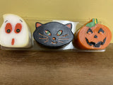 Lot/3 Halloween Candles White Ghost ~ Black Cat ~ Orange Pumpkin