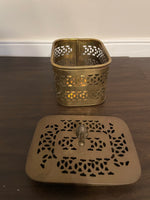 a** Brass Potpourri Trinket Box with Handle and Lid Rectangle