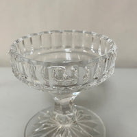 (L) <€€ Heavy Crystal Cut Candle Holder Taper Votive Round Pedestal