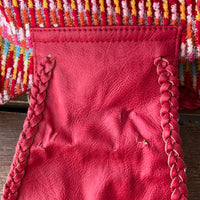 a** Red Rainbow Faux Leather Braided Shoulder Bag Purse Tote Handbag